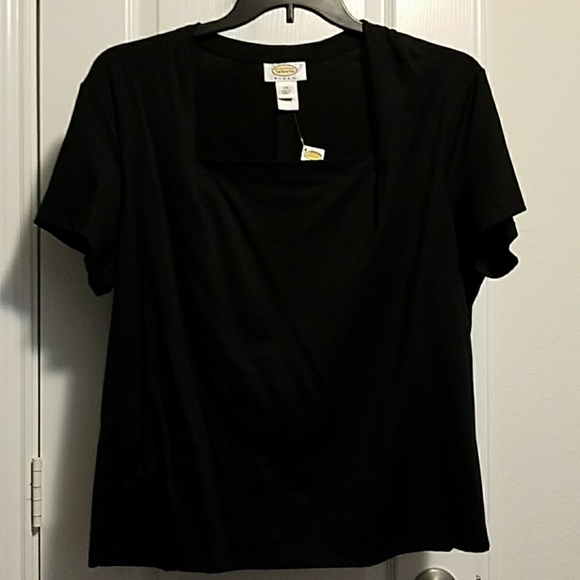 Talbots Tops - NWT Talbots square neck top.  Solid black.